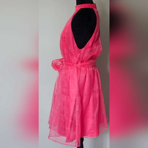 Venus Hot Pink Organza Halter Mini Dress- Size M NWOT - Picture 6 of 8